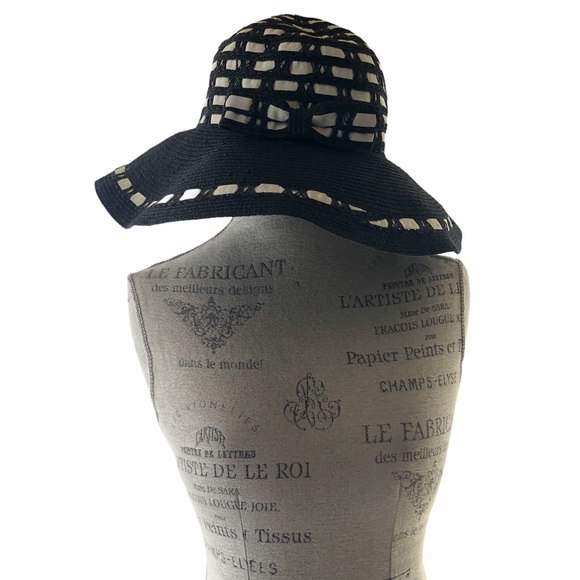 Betmar Black and White Straw Hat Bow main image 7